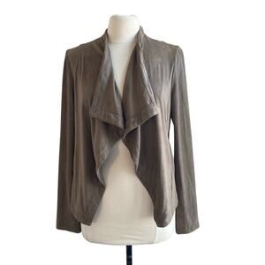 ABBELINE Jacket Womens Sz Large TanFaux Suede Draped Southwestern Bohemian